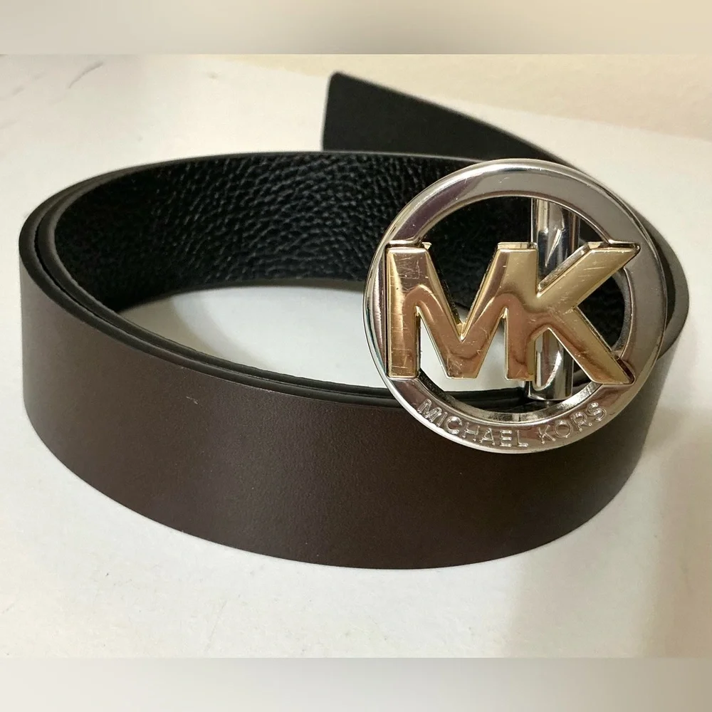Michael Kors Reversible Logo Belt Leather Black, Brown M/L